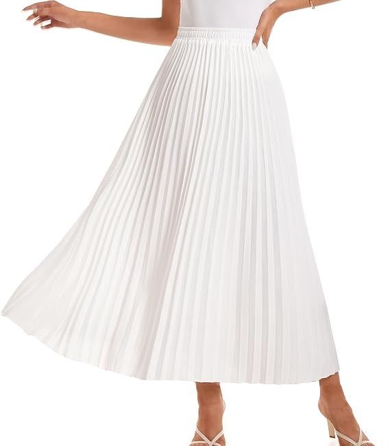 White Pleated Midi Skirt image 1